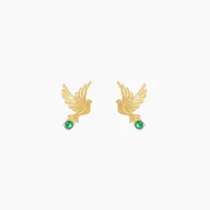 Portugal Jewels - Earrings Dove in Emerald Gemstone - Ana Moura Collection