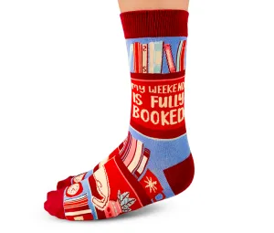 "Bookworm" Cotton Crew Socks by Uptown Sox - Medium