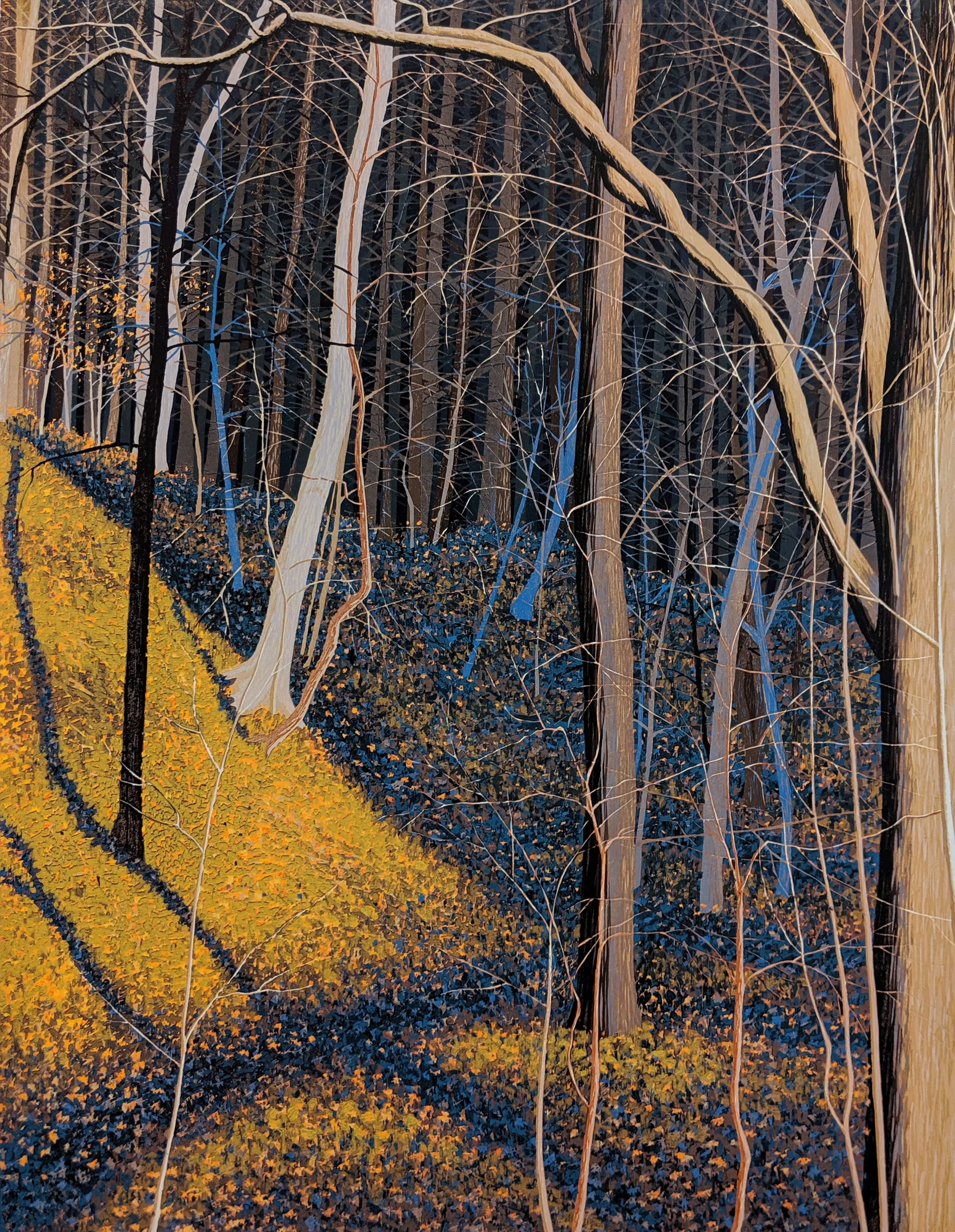 "Frick Park" by Gordon Mortensen - Limited Edition Landscape Reduction Woodblock Print