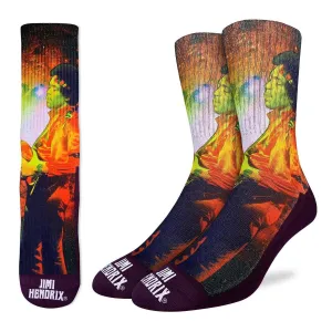 "Jimi Hendrix, Rocking Space" Crew Socks by Good Luck Sock - Large