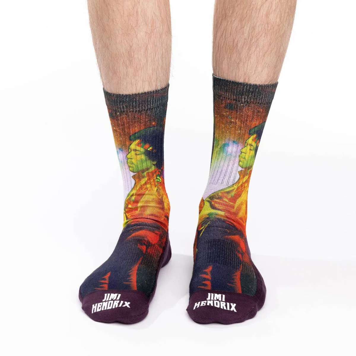 "Jimi Hendrix, Rocking Space" Crew Socks by Good Luck Sock - Large