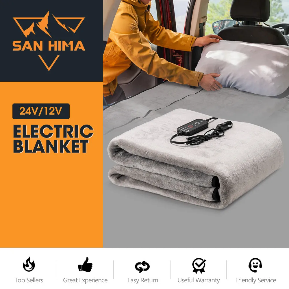 San Hima 12V Electric Blanket with Controller Washable Throw Rug Travel Camping