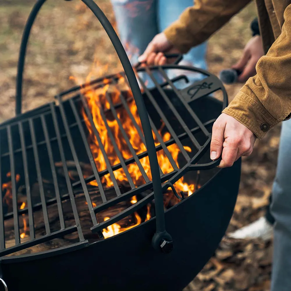 Scratch and Dent, 30" Cauldron Fire Pit Bowl with Grate And Chain