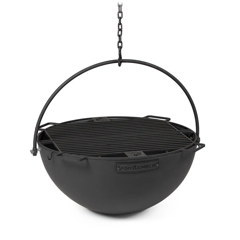 Scratch and Dent, 30" Cauldron Fire Pit Bowl with Grate And Chain