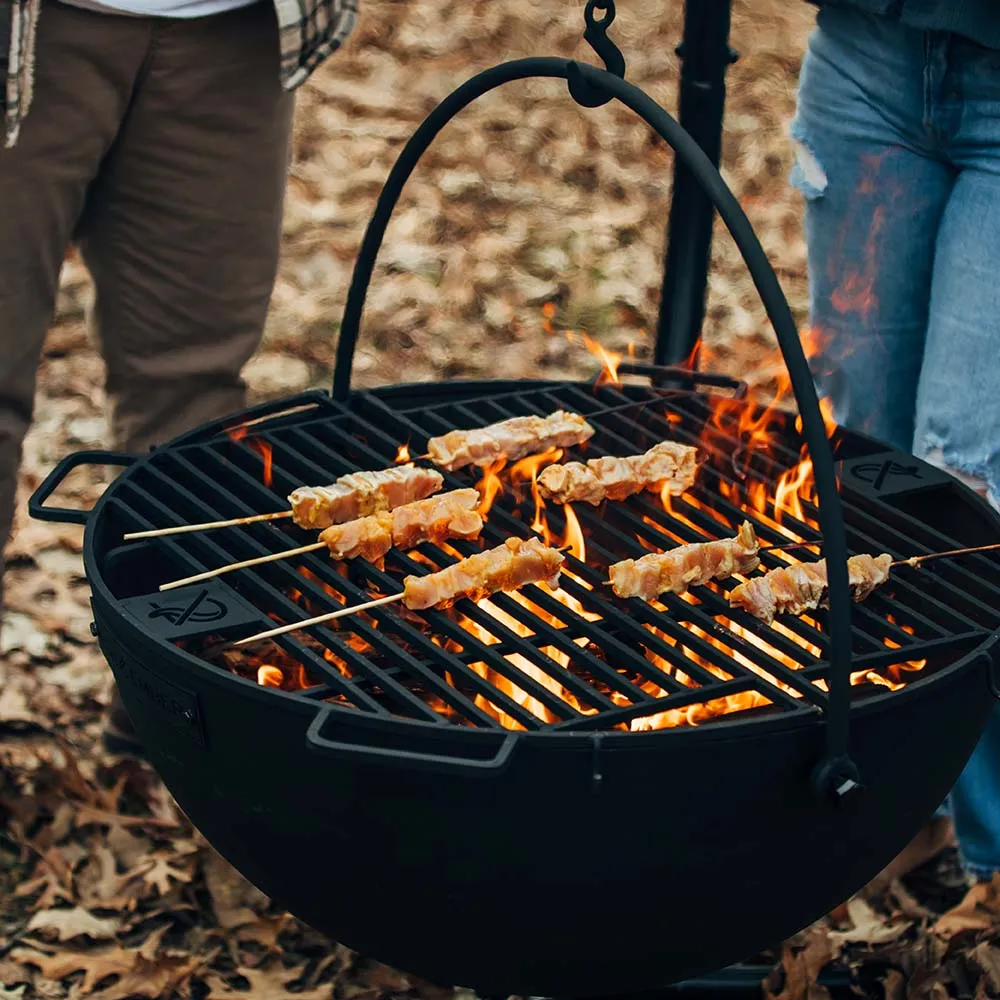 Scratch and Dent, 30" Cauldron Fire Pit Bowl with Grate And Chain