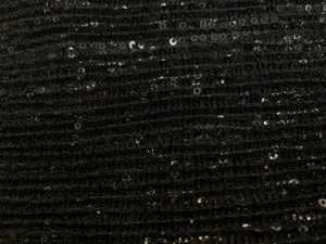 Sequin Stretch Pleated Mesh - Jet Black