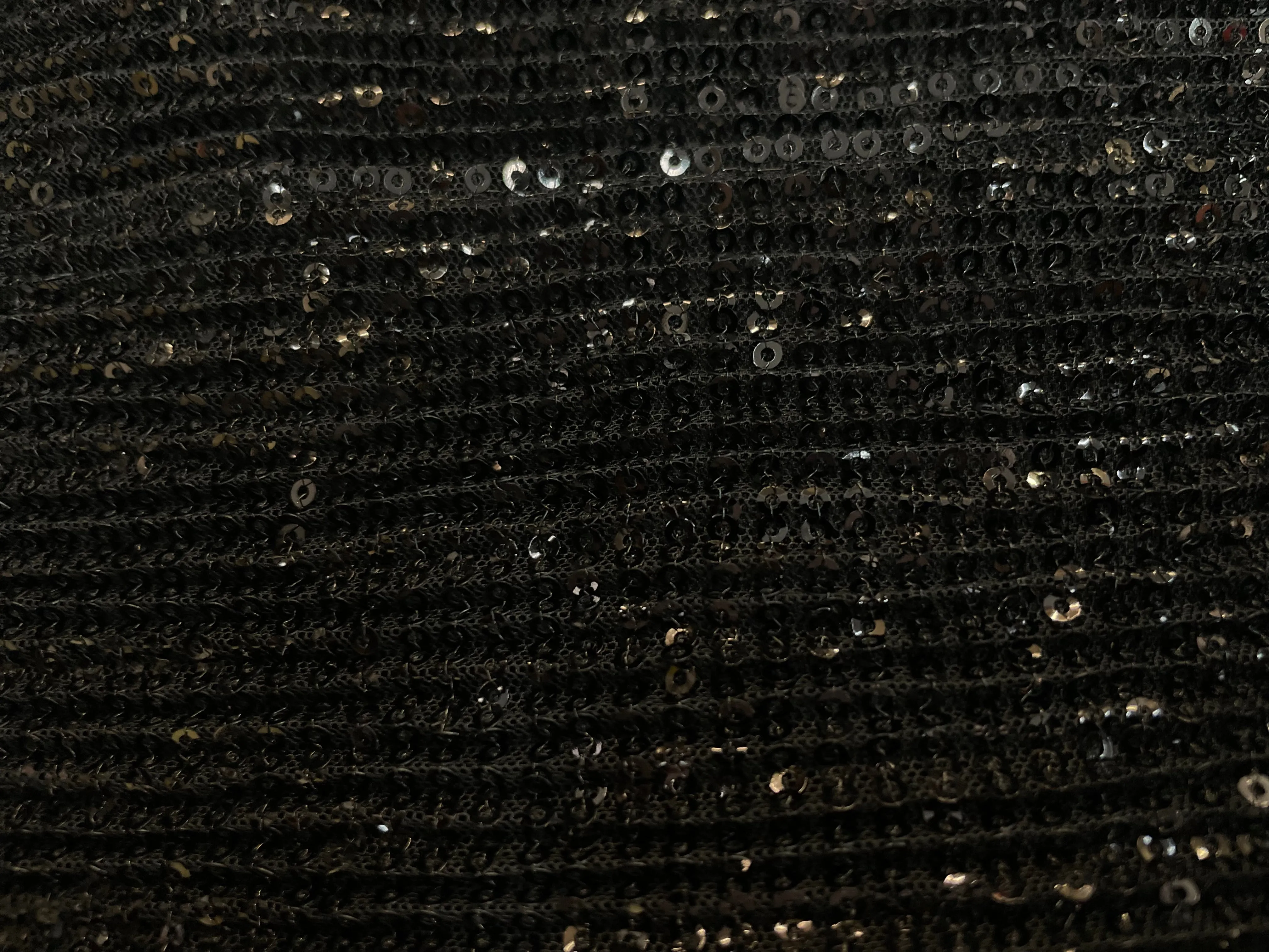 Sequin Stretch Pleated Mesh - Jet Black