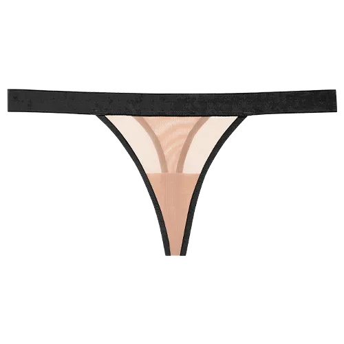 Sieve Thong in Buff   Black