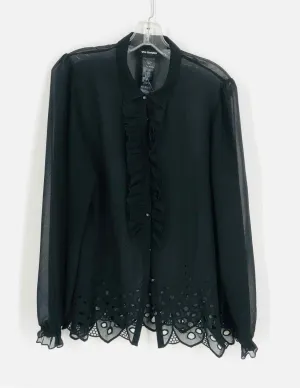 Size M ? Black Ruffles Sheer Designer Blouse