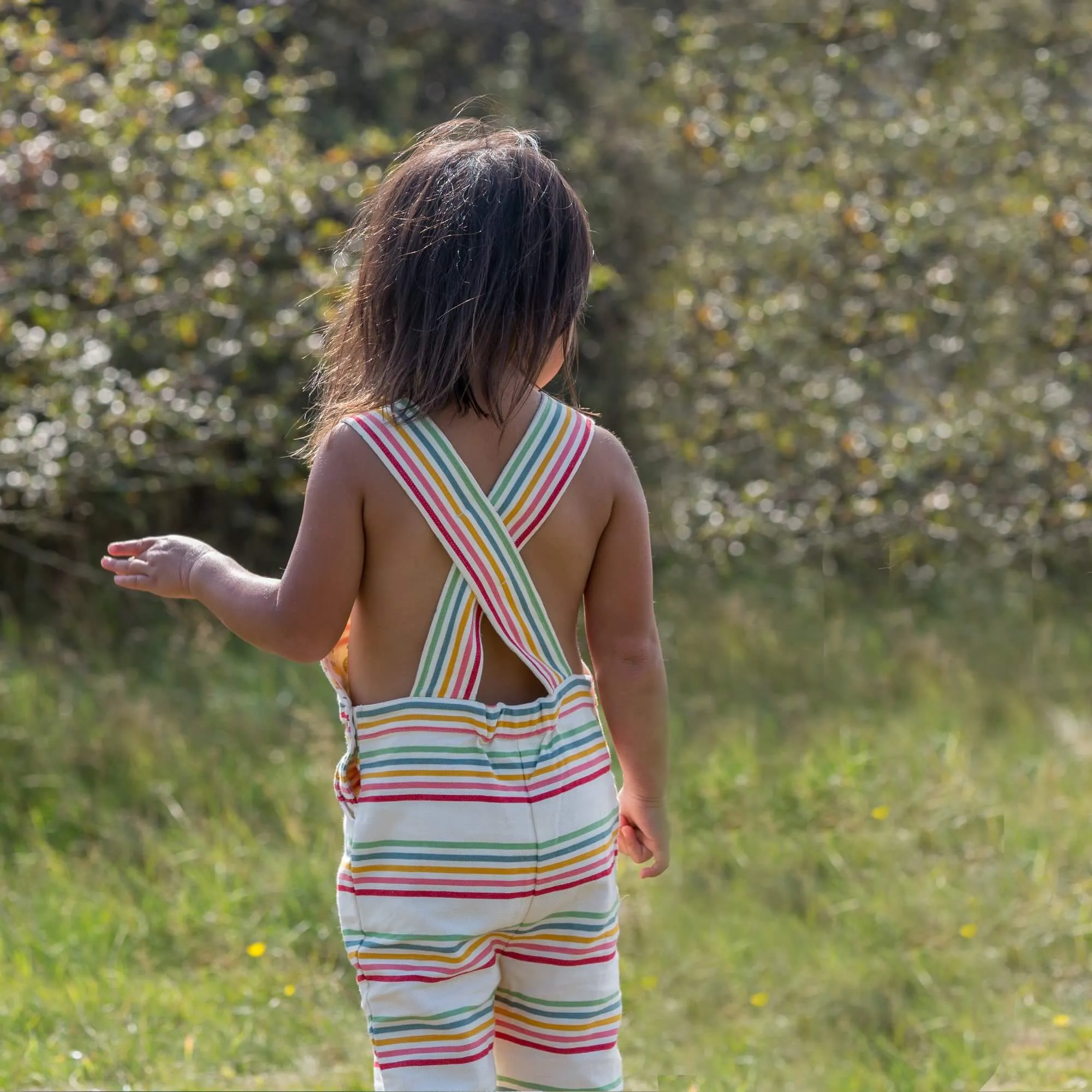 Sunshine Striped Shortie Dungarees