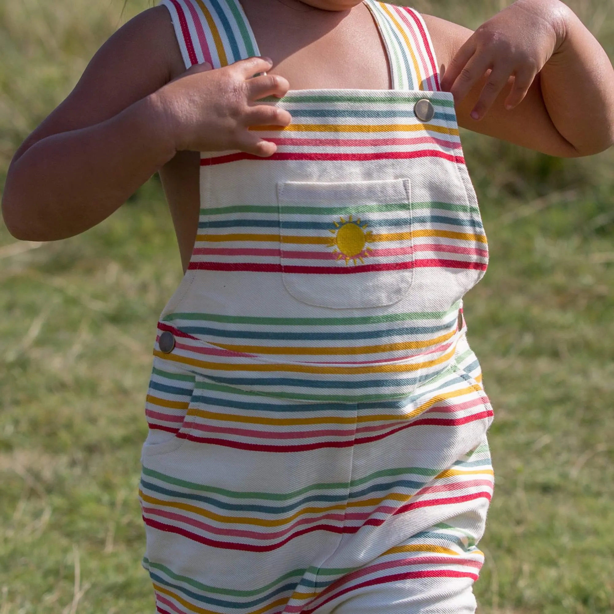 Sunshine Striped Shortie Dungarees