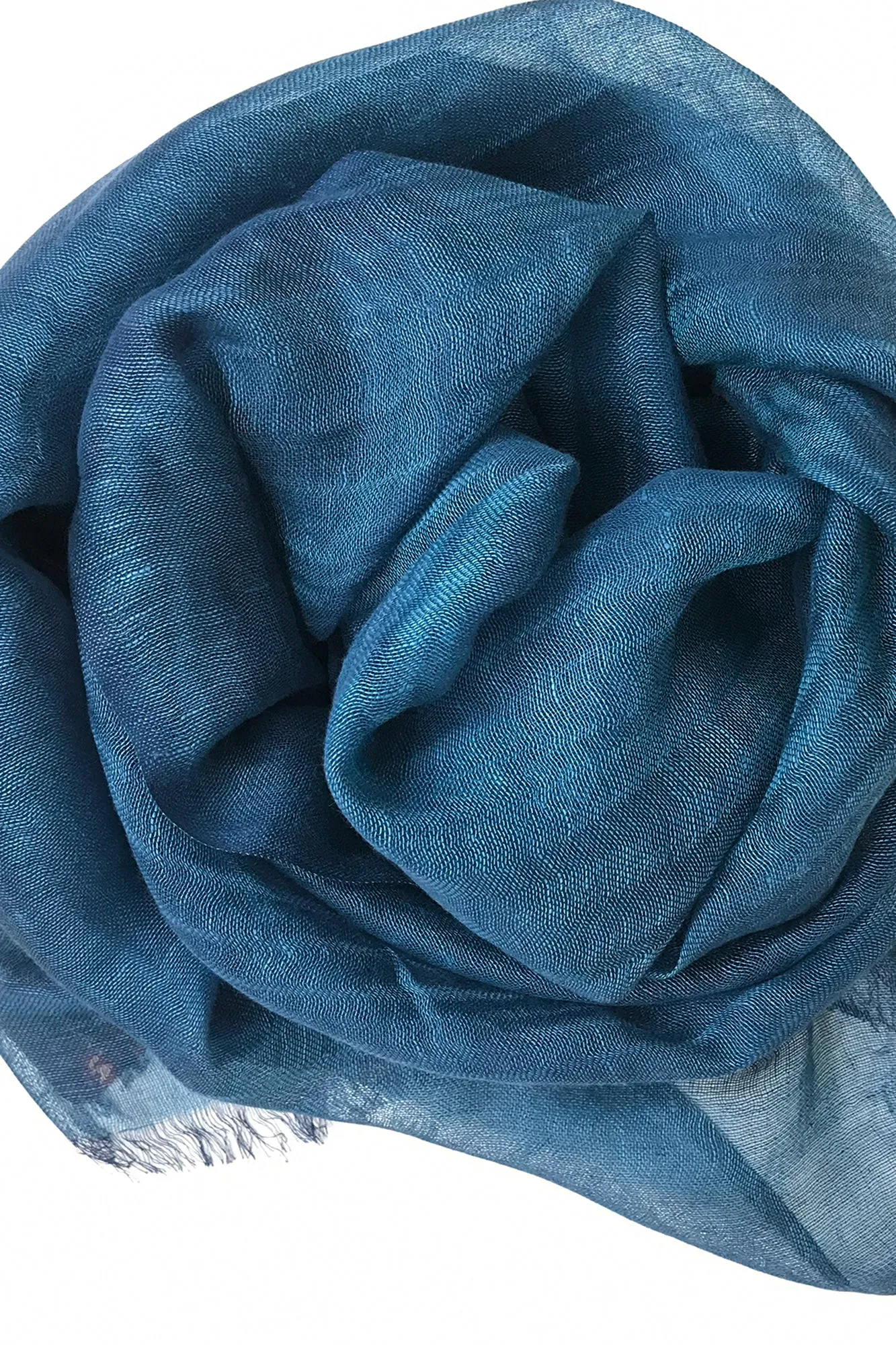 Teal Silk Linen Cashmere Scarf