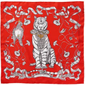 Totem Tiger Mini Silk Scarf Red