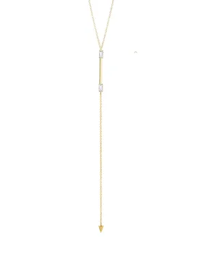 White Sapphire Baguette End Lariat - Archival Collection